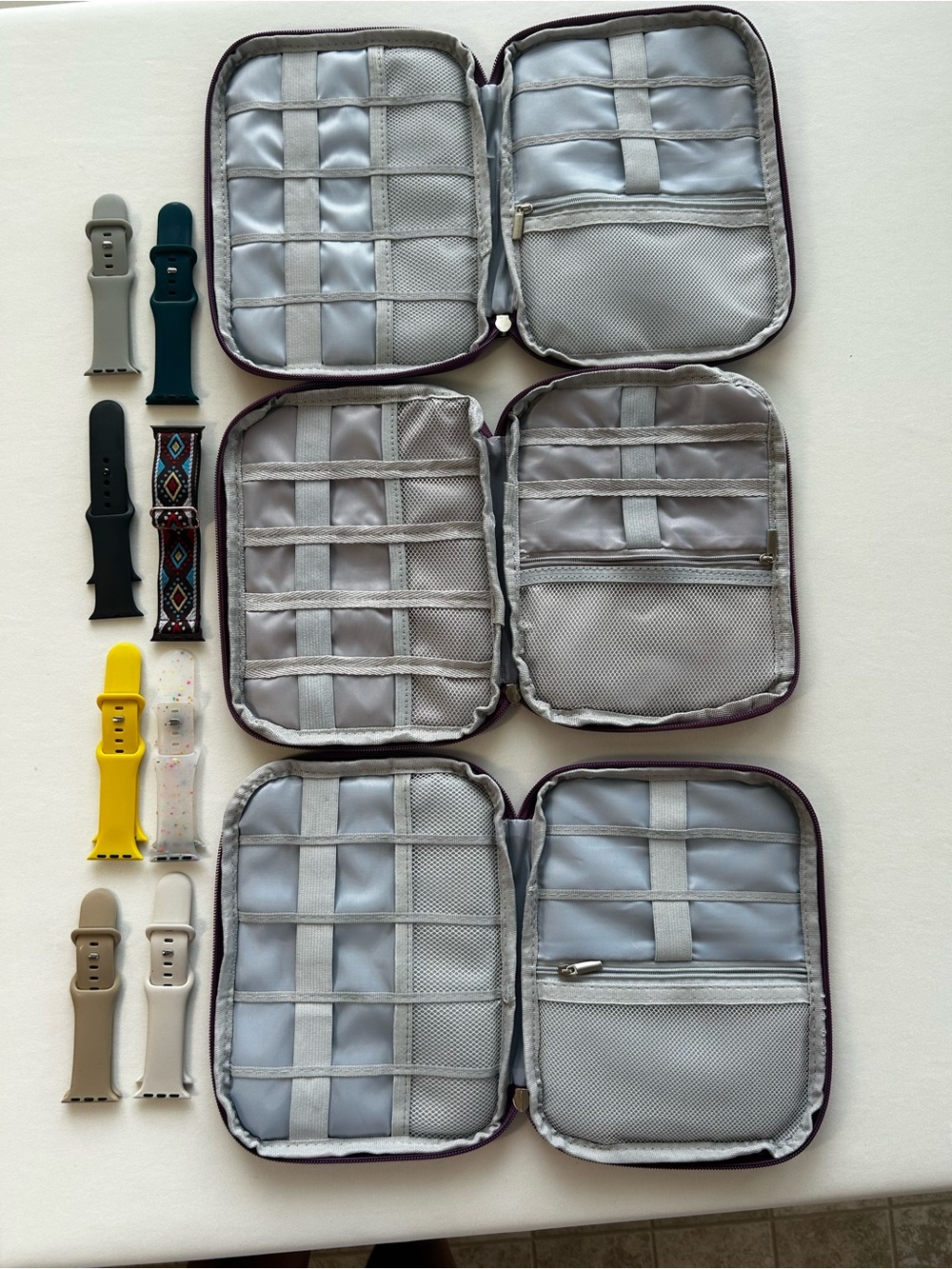 Travel Tech Organizer Pouch with Watch Bands - Light Gray